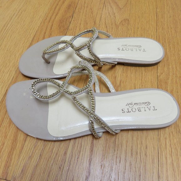 CLEARANCE - Talbots Gold chain thong flat sandals size 7 - Picture 2 of 7